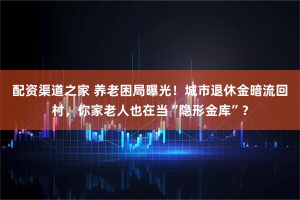 配资渠道之家 养老困局曝光！城市退休金暗流回村，你家老人也在当“隐形金库”？